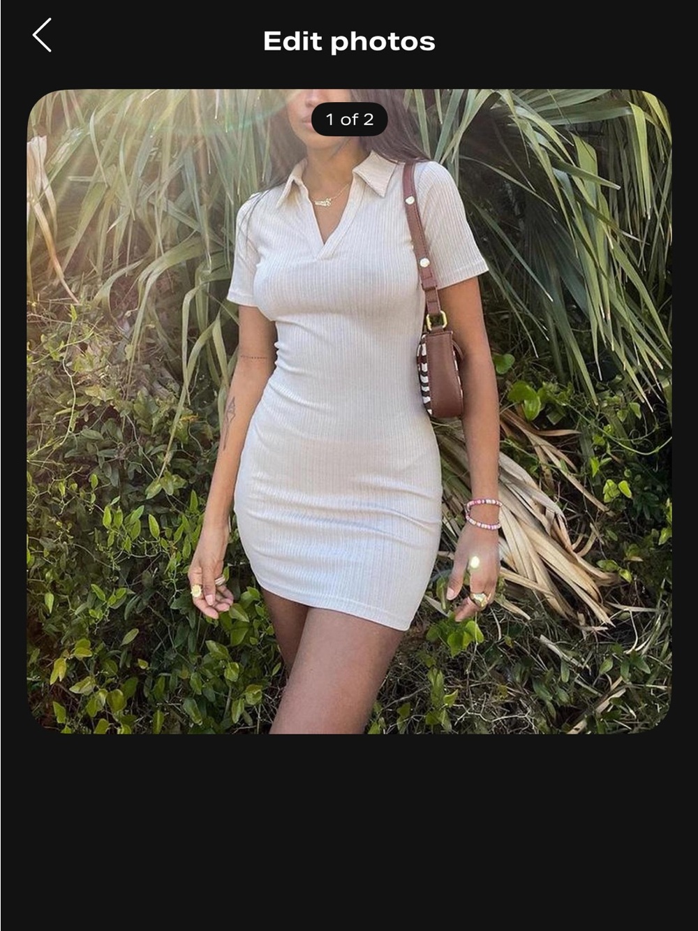 Princess Polly Ribbed Polo Mini Dress in Beige